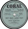 descargar álbum Don Howard - Why Must I Love You You Can Live With A Broken Heart