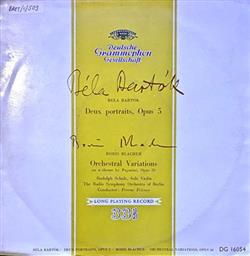 Download Bela Bartok Boris Blacher RIAS SymphonieOrchester Berlin, Ferenc Fricsay, Rudolf Schulz - Deux Portraits Orchester Variationen